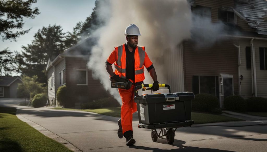 HVAC technician responding to an emergency call