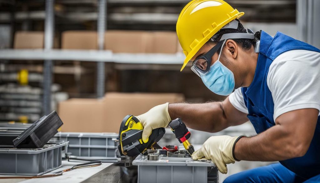 HVAC technician wearing personal protective equipment