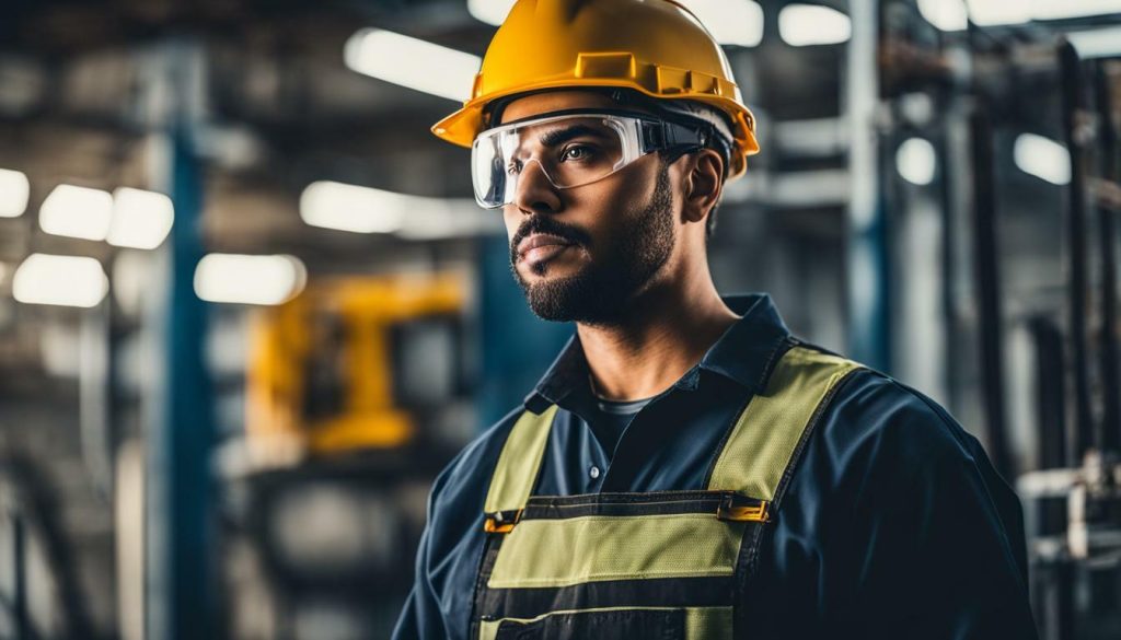 HVAC technician wearing safety goggles