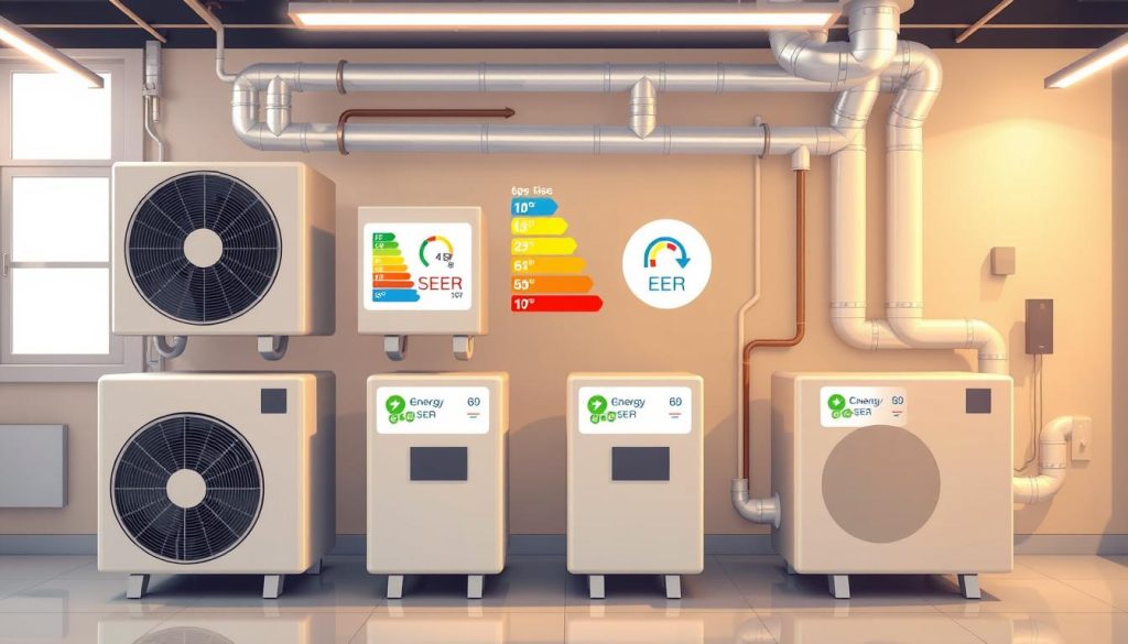 HVAC system size and energy efficiency ratings