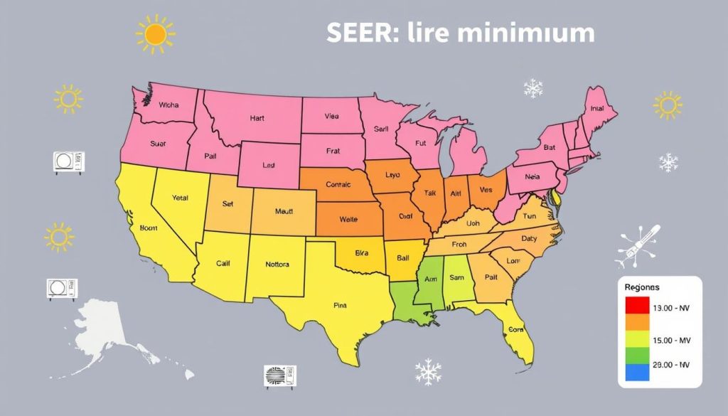 minimum SEER ratings in different regions